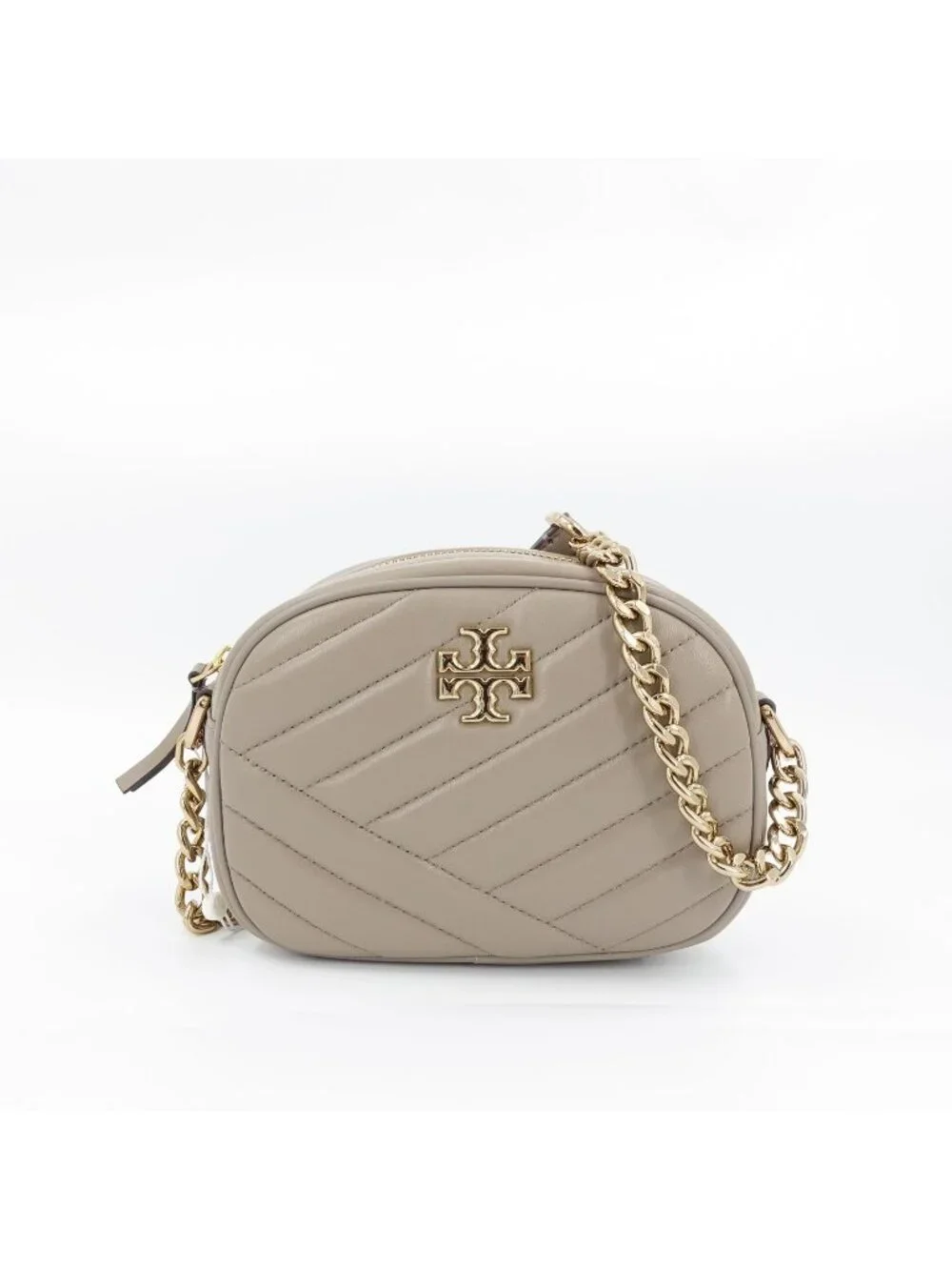 Tory Burch Kira Chevron Small Camera Crossbody Bag Classic Taupe OS